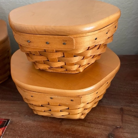 Longaberger 7” & 8” Generation Baskets with Protectors and Wooden Lids